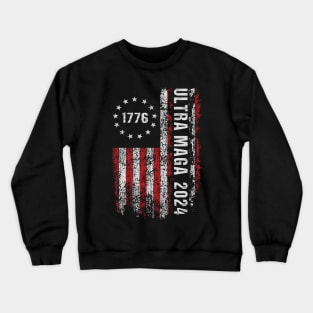 Ultra Maga 2024 God, Guns, and Trump Funny Crewneck Sweatshirt